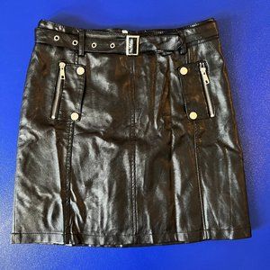 Black Biker Skirt with Belt